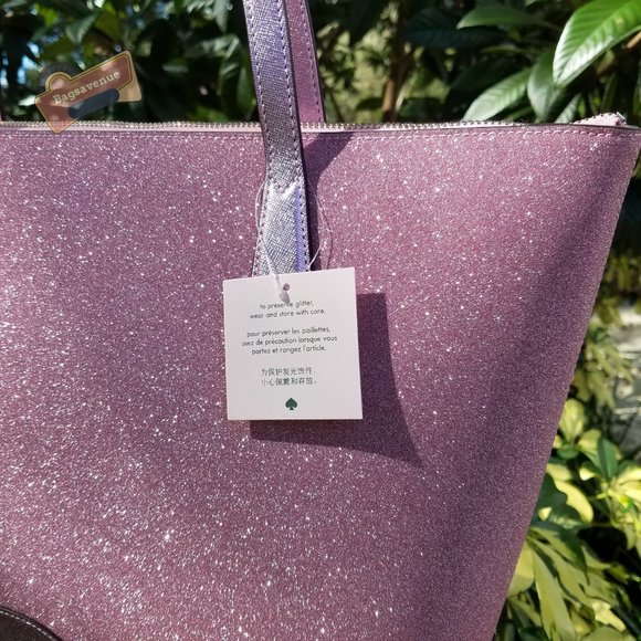 Rose Pink Lola Glitter Tote Bag Kate Spade glitter - Picture 8 of 13